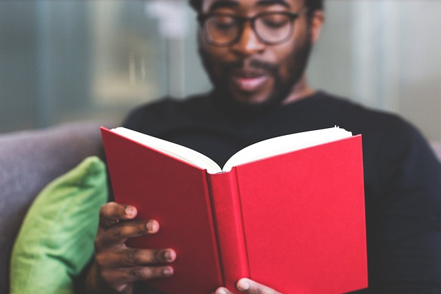 guy, man, reading, evaluating book, best book for success